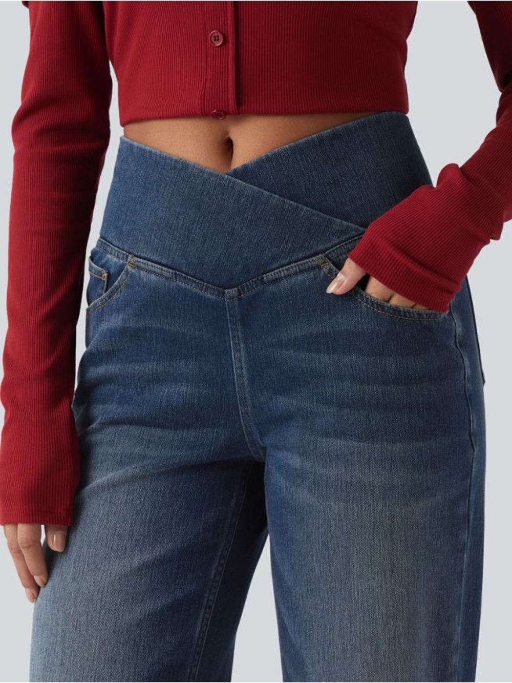 Halara Flex™ Crossover High Waisted Tummy Control Casual Straight Leg - Picture 4 of 5